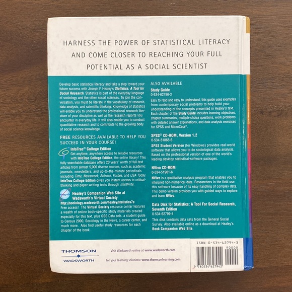 Statistics: A Tool For Social Research (seventh edition) by Joseph F. Healey - Picture 6 of 6